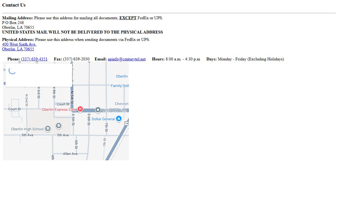 Allen Parish Clerk of Court contact records