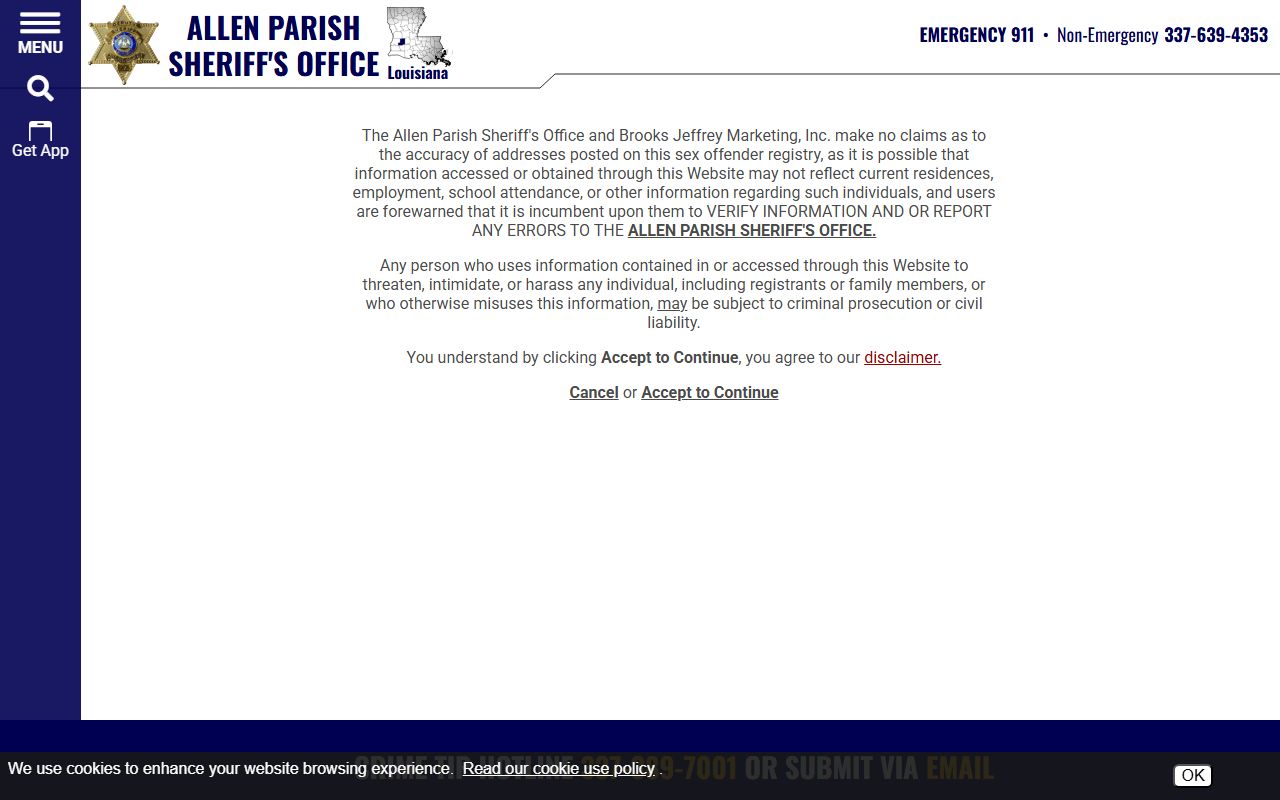 Allen Parish Clerk of Court separate sheriff records source