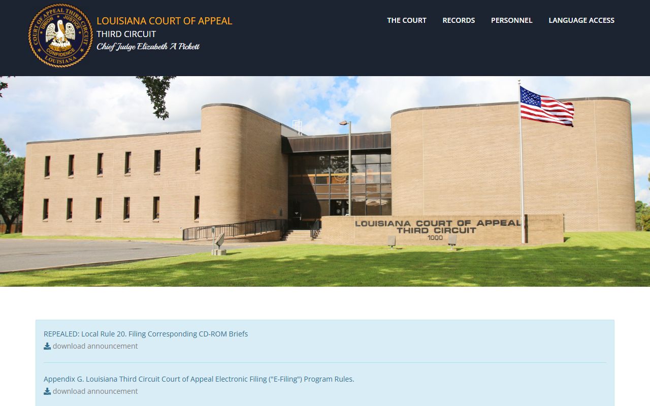 Louisiana Third Circuit Court of Appeal website